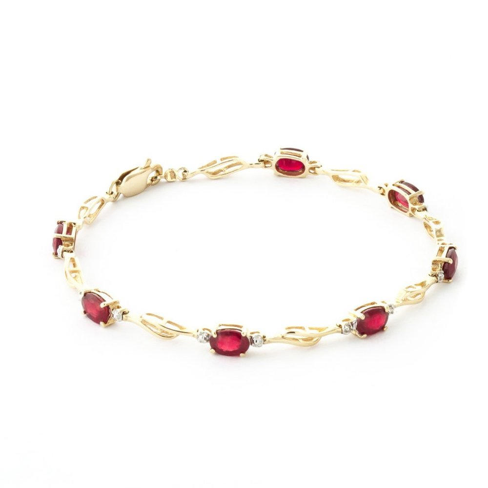 14k Gold Tennis Bracelet Rubies & Diamonds - Picture 3 of 9